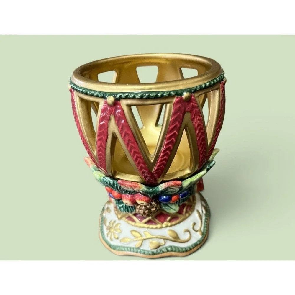 Fitz & Floyd Classic Jolly Ole St Nick Candleholder‎ Votive Festive Holiday Xmas